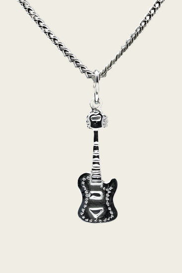 Zilveren Gitaar ketting hanger - electrisch klein