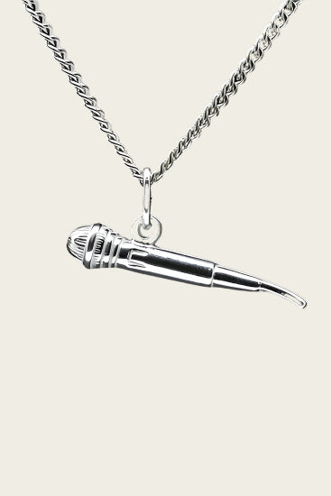 Silver Microphone Necklace Pendant