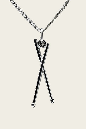 Zilveren Drumstokken ketting hanger