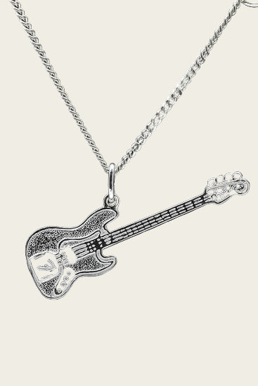 Zilveren Electrische basgitaar Fender ketting hanger