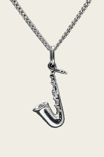Zilveren Saxofoon ketting hanger - middel