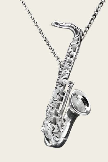 Zilveren Saxofoon tenor ketting hanger