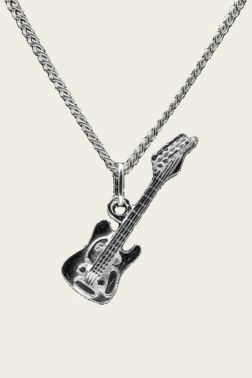 Zilveren Gitaar ketting hanger - electrisch