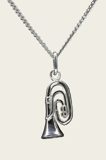 Zilveren Tuba ketting hanger