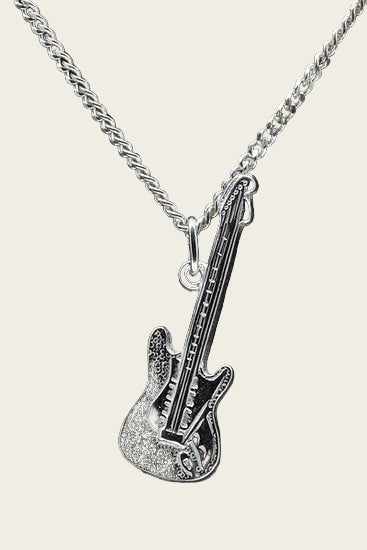 Zilveren Gitaar ketting hanger - electrisch 2