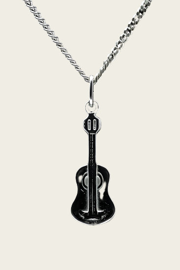 Zilveren Gitaar ketting hanger - 2