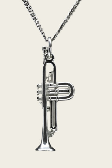 Zilveren Trompet sopraan ketting hanger