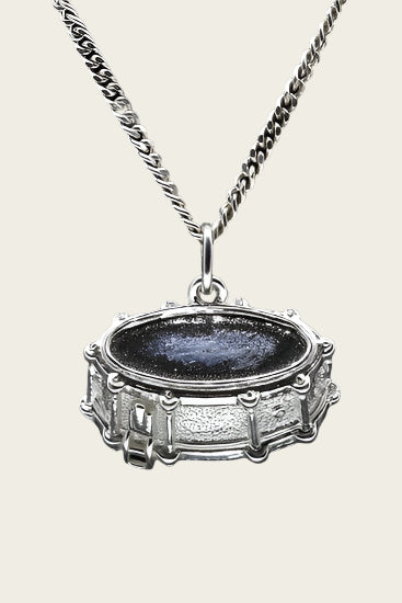 Silver Drum Medium Chain Pendant