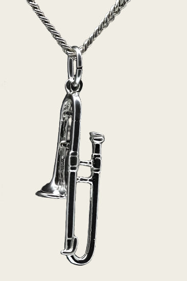 Silver Trombone small necklace pendant