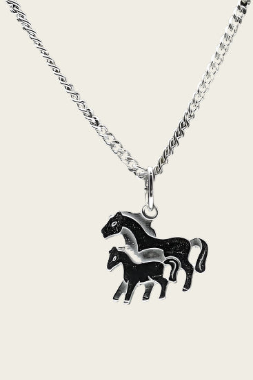 Zilveren Paard ketting hanger - duo