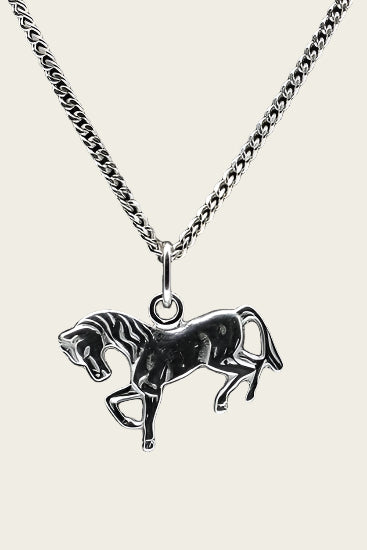 Zilveren Paard ketting hanger - vlak