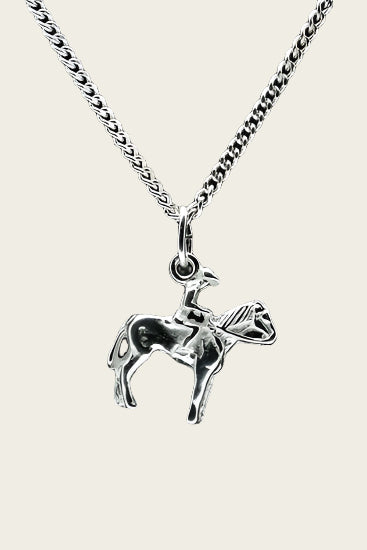 Zilveren Paard met ruiter ketting hanger