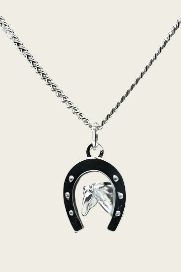 Silver Hoof Horse Head Necklace Pendant - Large