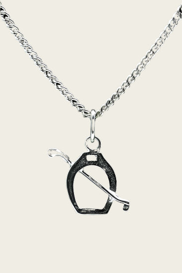 Zilveren Stijgbeugel en zweep ketting hanger