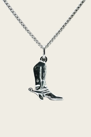 Zilveren Cowboylaars ketting hanger