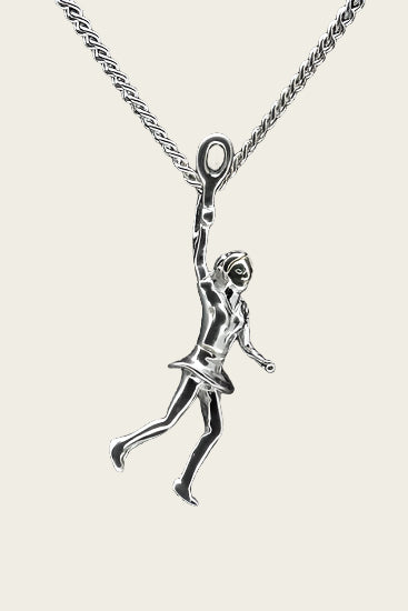 Zilveren Tennisspeelster ketting hanger