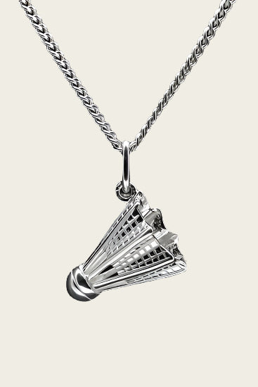 Zilveren Badminton shuttle ketting hanger - groot