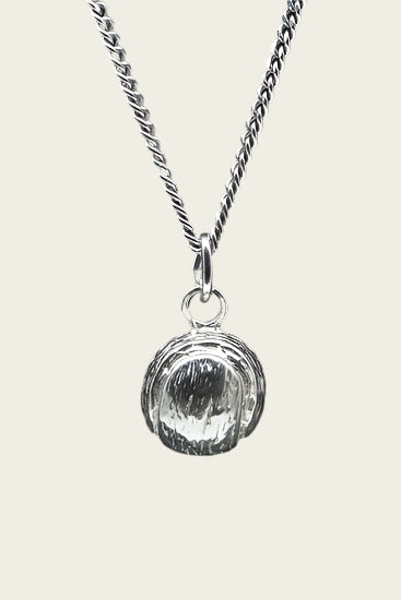 Zilveren Tennisbal massief ketting hanger