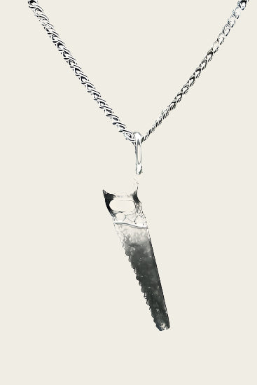 Zilveren Zaag ketting hanger - klein