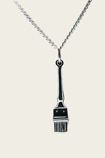Zilveren Kwast ketting hanger - middel
