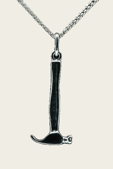 Zilveren Hamer glad ketting hanger - groot