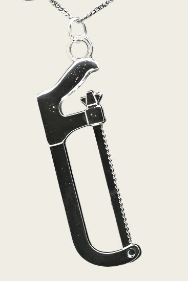 Zilveren IJzerzaag XL ketting hanger