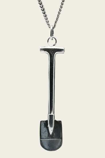Zilveren Schep spade groot ketting hanger
