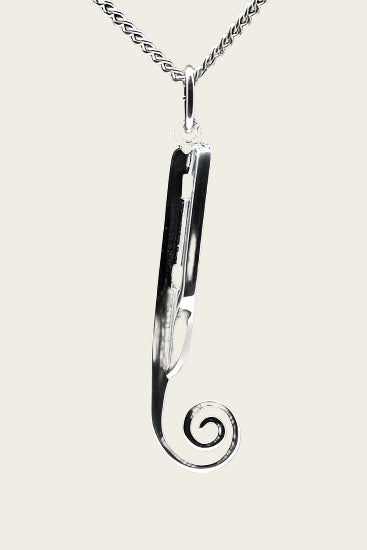 Zilveren Friese doorloper schaats ketting hanger - groot