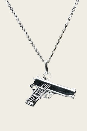 Zilveren Pistool ketting hanger