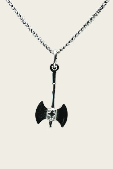 Zilveren Strijdbijl dubbel ketting hanger