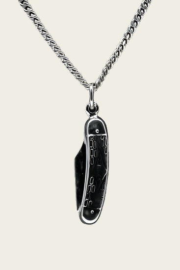 Zilveren Zakmes ketting hanger