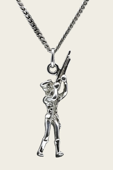 Zilveren Jager of Schutter ketting hanger