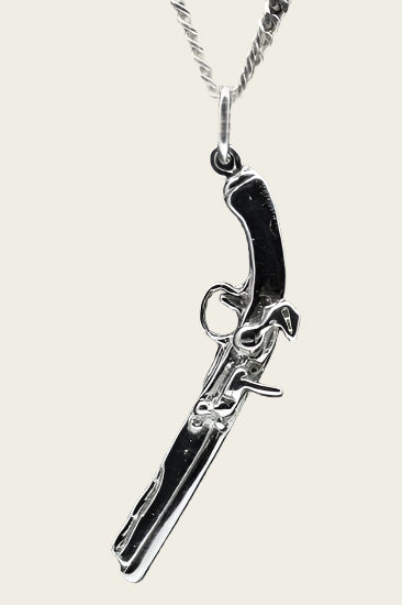 Zilveren Pistool antiek Frans ketting hanger