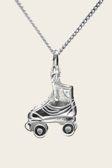 Zilveren Rolschaats ketting hanger