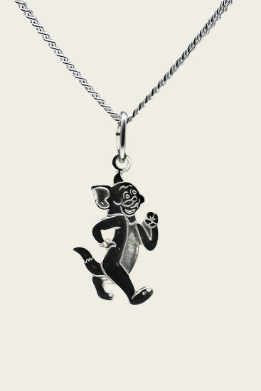 Zilveren Cartoon Tekenfilm kat ketting hanger