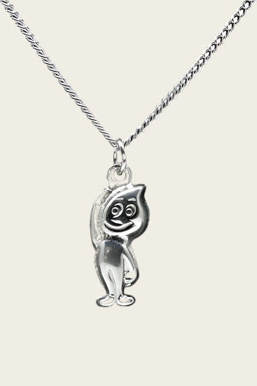 Zilveren Esso mannetje ketting hanger