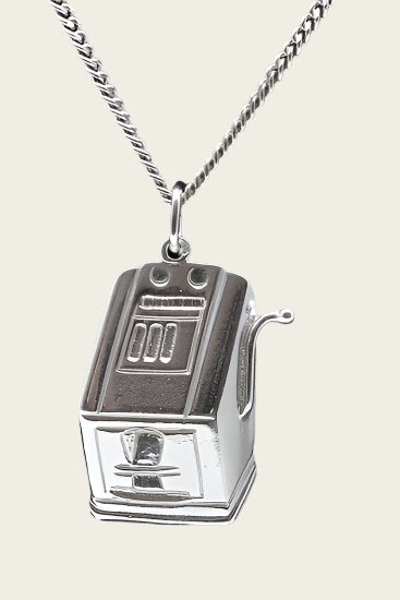 Zilveren Gokkast ketting hanger
