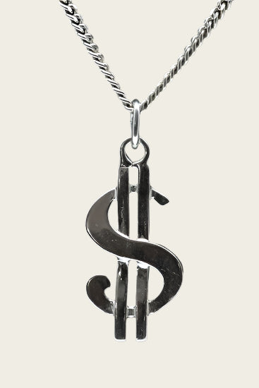 Zilveren Dollarteken ketting hanger