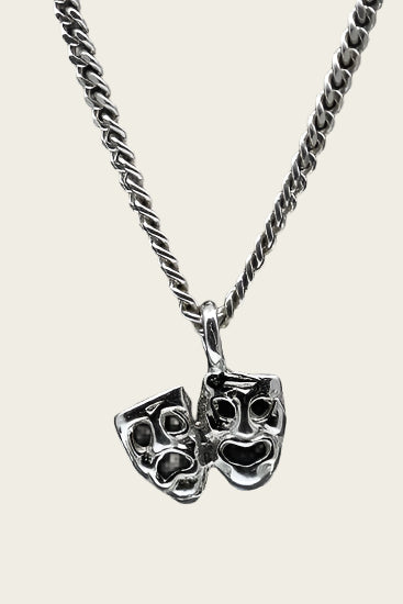 Zilveren Toneelmasker dubbel klein ketting hanger