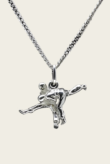 Zilveren Judoka ketting hanger - duo