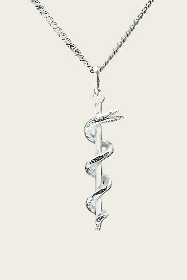 Zilveren Esculaap ketting hanger