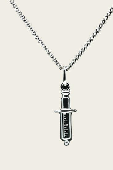 Silver Syringe Necklace Pendant