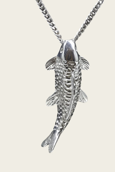 Zilveren Koi Karper groot ketting hanger