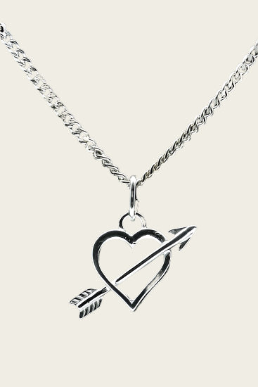 Zilveren Hart met pijl ketting hanger - groot