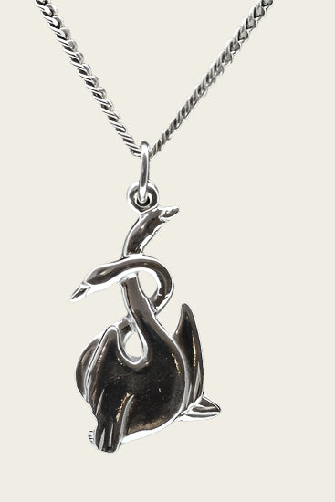 Silver Swans in Love Necklace Pendant
