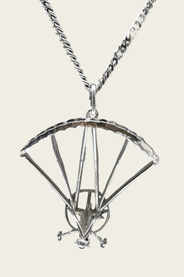 Zilveren Parasailer - Hangglider met motor ketting hanger