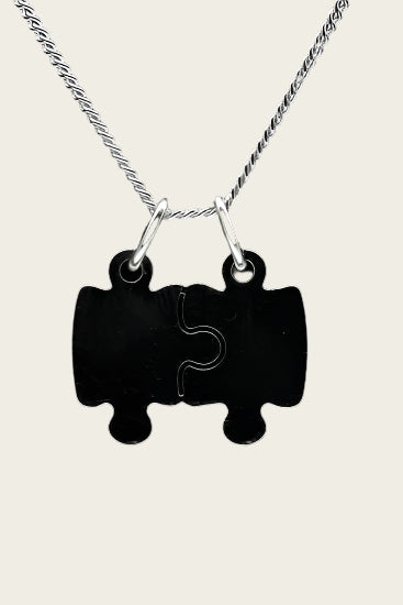 Silver Puzzle Piece Necklace Pendant - Medium