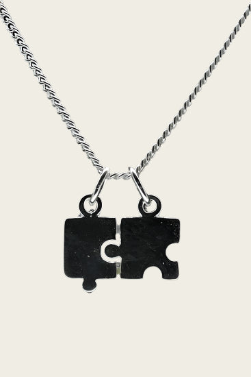 Silver Puzzle Piece Necklace Pendant - Small