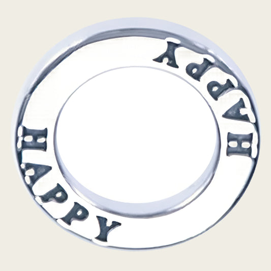 Zilveren Happy ring ketting hanger