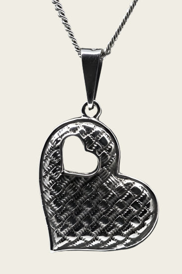 Zilveren Hart in hart ketting hanger - 2